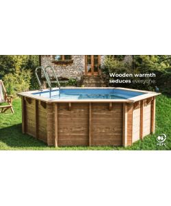 Gre Piscina in legno Macadamia 632x335x130 cm con scaletta e filtro sabbia