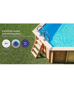 Gre Piscina in legno Macadamia 632x335x130 cm con scaletta e filtro sabbia