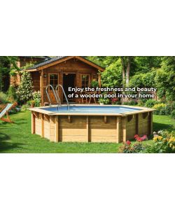 Gre Piscina in legno Macadamia 632x335x130 cm con scaletta e filtro sabbia