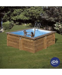 Gre Piscina Quadrata Fuori Terra in Legno Pino 305x305 H119 cm