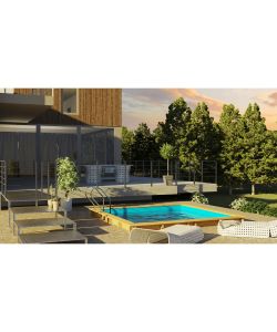 Gre Piscina Quadrata Fuori Terra in Legno Pino 305x305 H119 cm
