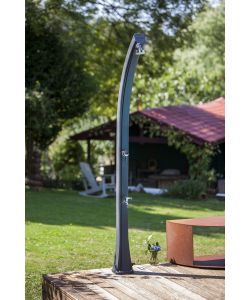 Gre - Doccia solare curva 25 litri nera con rubinetto in ABS e ottone