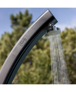 Gre - Doccia solare curva 25 litri nera con rubinetto in ABS e ottone