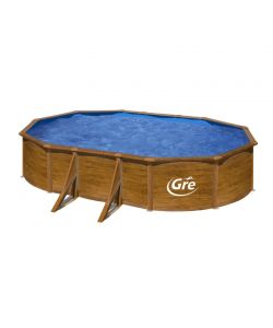Gre Piscina Ovale Fuori Terra 500x300 cm Effetto Legno H 120 cm