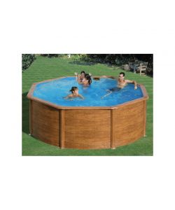 Gre Piscina rotonda fuori terra effetto legno 460 cm h 120 cm kit completo