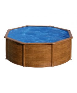 Gre Piscina fuori terra rotonda d. 350 cm effetto legno con pompa Aqualoon