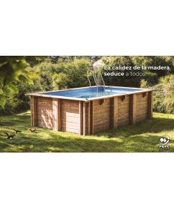 Gre Piscina Vasto 428 cm Blu Rotonda in Legno con Filtrazione Inclusa