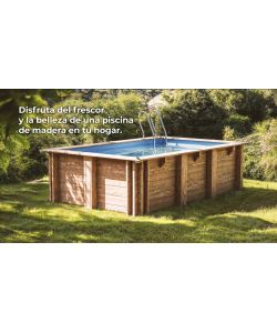 Gre Piscina Vasto 428 cm Blu Rotonda in Legno con Filtrazione Inclusa