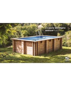 Gre Piscina fuori terra Papaya rettangolare 520x320 cm legno h133