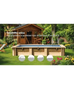 Gre Piscina fuori terra Papaya rettangolare 520x320 cm legno h133