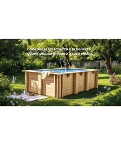 Gre Piscina fuori terra Papaya rettangolare 520x320 cm legno h133
