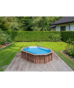 Gre Piscina Fuori Terra Ovale Bambu 2 in Legno 535x335 H136 cm