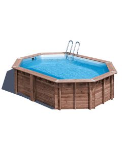 Gre Piscina Fuori Terra Ovale Bambu 2 in Legno 535x335 H136 cm