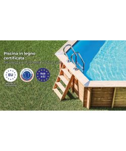 Gre Piscina Fuori Terra Ovale Bambu 2 in Legno 535x335 H136 cm