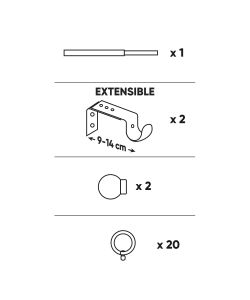 Cintacor Kit per tenda Cerchio Cromo Satinato 28 mm