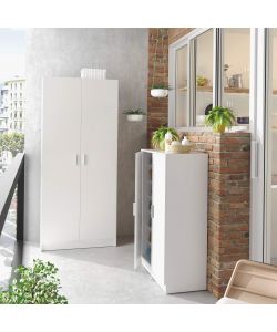Scarpiera Armadio Bianca con 2 Ante e 7 Ripiani - 108x55x36 cm