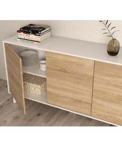 Credenza 3 ante bianco/rovere Zaiken Plus