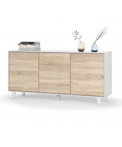 Credenza 3 ante bianco/rovere Zaiken Plus