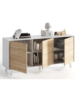 Credenza 3 ante bianco/rovere Zaiken Plus