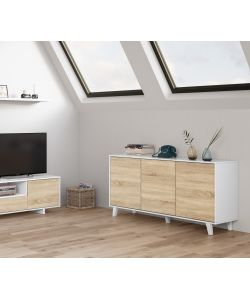 Credenza 3 ante bianco/rovere Zaiken Plus