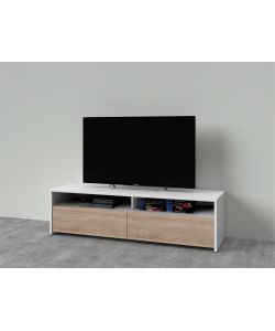 Mobile TV Bianco Artik e Rovere Canadian - 130x42 cm - Da Assemblare