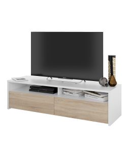 Mobile TV Bianco Artik e Rovere Canadian - 130x42 cm - Da Assemblare