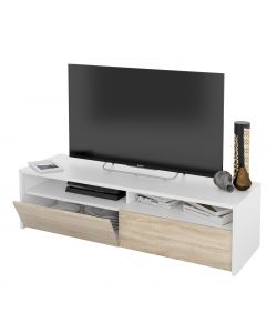 Mobile TV Bianco Artik e Rovere Canadian - 130x42 cm - Da Assemblare