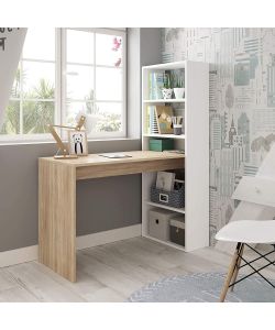 Fores Scrivania e Libreria Duplo in Bianco Artik e Rovere Canadian - Design Reversibile