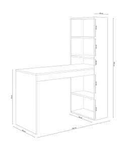 Fores Scrivania e Libreria Duplo in Bianco Artik e Rovere Canadian - Design Reversibile