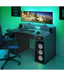 Scrivania Gamer in Truciolare Melaminico Antracite - 136x67 cm