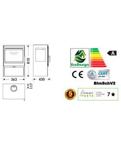 Panadero Stufa a Legna Onix 3V - 7,1 KW - 220 m3