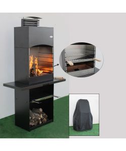 GMR Barbecue Tolosa a legna e carbone con cappa - 110x47,5x190,1 cm