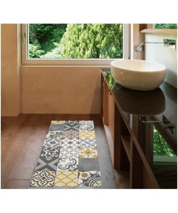 Estores Collection Tappeto Vinile Croma Patch Grigio e Ambra 50x110 cm