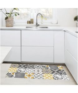 Estores Collection Tappeto Vinile Croma Patch Grigio e Ambra 50x110 cm