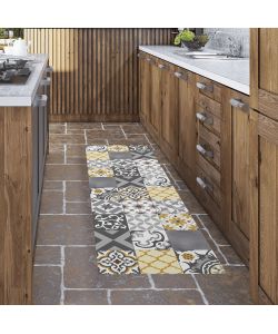 Estores Collection Tappeto Vinile Croma Patch Grigio e Ambra 60x200 cm