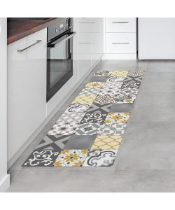 Estores Collection Tappeto Vinile Croma Patch Grigio e Ambra 60x200 cm