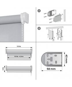 STOR PLANET Tenda a rullo Screen Grigio 140x250 cm per Interni Filtrante
