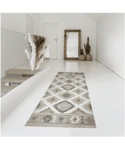 Stor Planet Tappeto Vinilico Kilim 60x200 cm Geometrico Beige Grigio