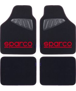 Set SPC19 completo tappetini universali auto moquette nero/rosso poliestere