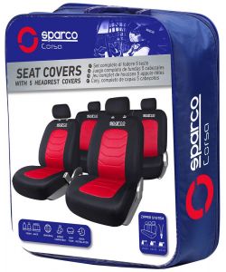 Set completo SPC1019 di coprisedili universali auto nero/rosso righe