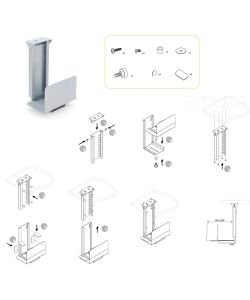 Emuca Supporto per Computer in Acciaio Grigio Metallizzato - 16x19x34.5 cm