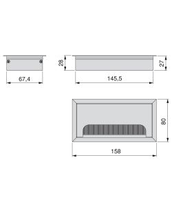 Emuca Passacavi da tavolo, rettangolare, 158 x 80 mm, 5 u.