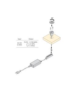 Emuca Connettore rotondo a incasso, 2 prese USB, D. 37 mm