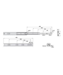 Emuca Guide per cassetti 45x450 mm