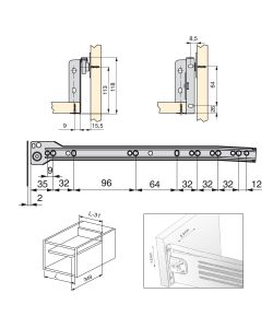 Emuca Kit Cassetto Ultrabox 118mm - Grigio Metallizzato - 10 U - 350mm Profondit�