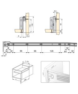 Emuca Kit Cassetto Ultrabox 118mm - Grigio Metallizzato - 10 U - 500mm