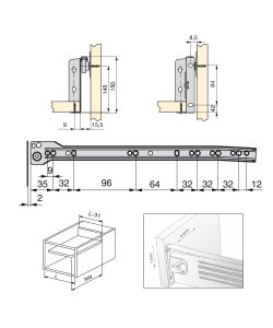 Emuca Kit Cassetto Cucina Ultrabox 150mm Grigio Metallizzato - 10 U.