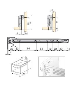 Emuca Kit cassetto per cucina Ultrabox, altezza 150 mm, prof. 350 mm, 10 u.