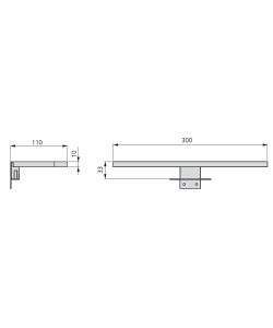 Emuca Applique LED per specchio di bagno, 300 mm Aquarius