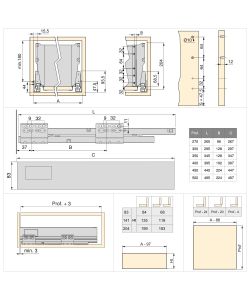 Emuca Kit cassetto per cucina Vantage-Q, altezza 204 mm, prof. 350 mm, con astine, Bianco